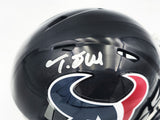 TANK DELL AUTOGRAPHED HOUSTON TEXANS BLUE SPEED MINI HELMET BECKETT QR 229520