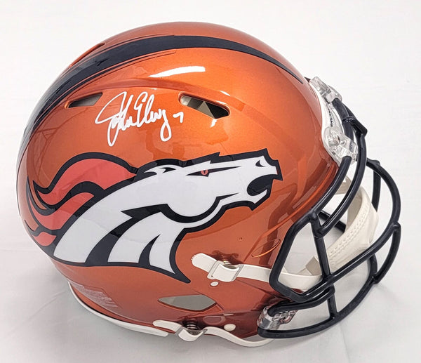 John Elway Autographed Denver Broncos Flash Authentic Helmet Beckett Witnessed