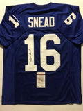 Autographed/Signed NORMAN NORM SNEAD New York Blue Football Jersey JSA COA Auto