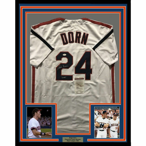 FRAMED Autographed/Signed CORBIN BERNSEN Roger Dorn 33x42 Jersey JSA COA Auto