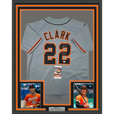 Framed Autographed/Signed Jack Clark The Ripper 33x42 SF Grey Jersey JSA COA