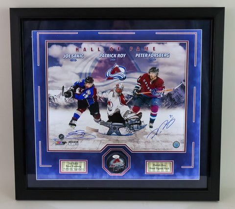 Joe Sakic & Peter Forsberg Signed 16x20 Limited 74/333 LSM + Roy Auto Puck JSA