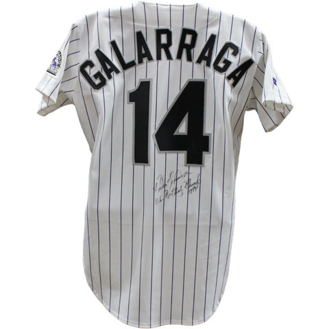 Andres Galarraga Signed Rockies Russsll Athletic 40 White Jersey BAS 45052