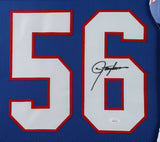 Lawrence Taylor Signed New York Giants 35x43 Framed Blue Jersey (JSA Hologram)