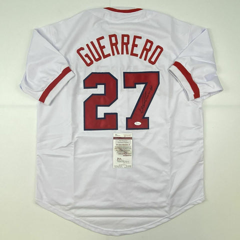 Autographed/Signed VLADIMIR VLAD GUERRERO Los Angeles LA White Jersey JSA COA