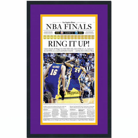 Framed Los Angeles LA Times 2009 Lakers Championship Newspaper 17x27 Photo