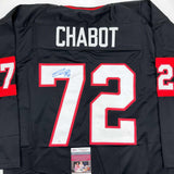 Autographed/Signed Thomas Chabot Ottawa Black Hockey Jersey JSA COA