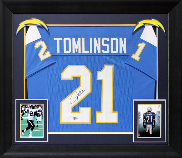 LaDainian Tomlinson Signed Powder Blue Pro Style Framed Jersey BAS Witnessed