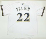 CHRISTIAN YELICH Autographed "18 NL MVP" Cool Base White Brewers Jersey STEINER