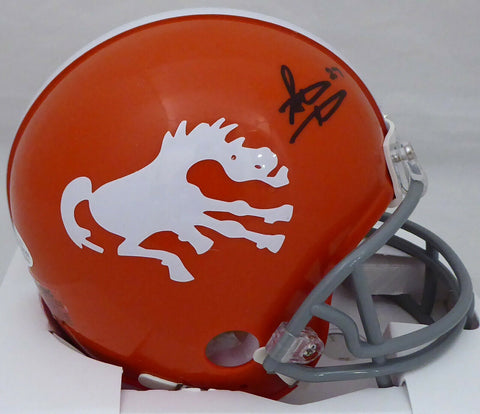 STEVE ATWATER AUTOGRAPHED BRONCOS THROWBACK ORANGE MINI HELMET BECKETT 178096