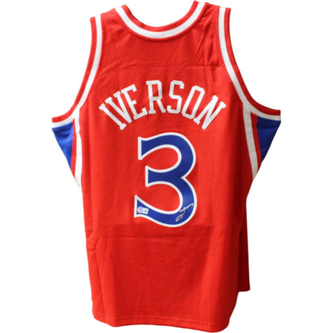 Allen Iverson Signed Philadelphia 76ers Mitchell&Ness Red Beckett 44407