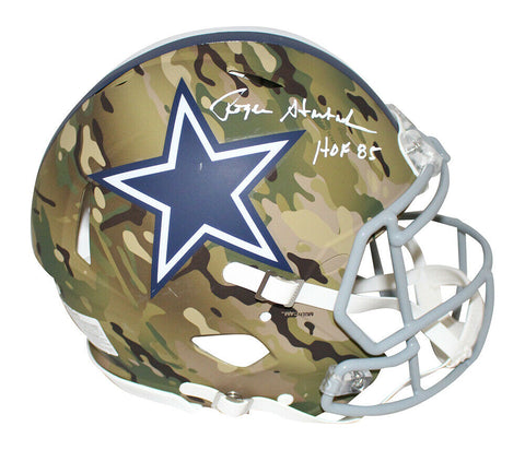 Roger Staubach Signed Dallas Cowboys Authentic Camo Helmet HOF BAS 30666