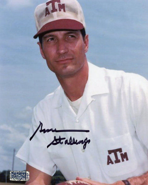 GENE STALLINGS SIGNED AUTOGRAPHED TEXAS A&M AGGIES 8x10 PHOTO COA