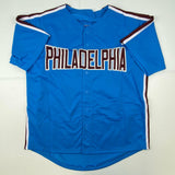 Autographed/Signed Greg Luzinski 80 WS Champs Philadelphia Blue Jersey JSA COA