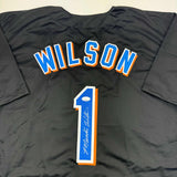 Autographed/Signed Mookie Wilson New York Black Baseball Jersey JSA COA