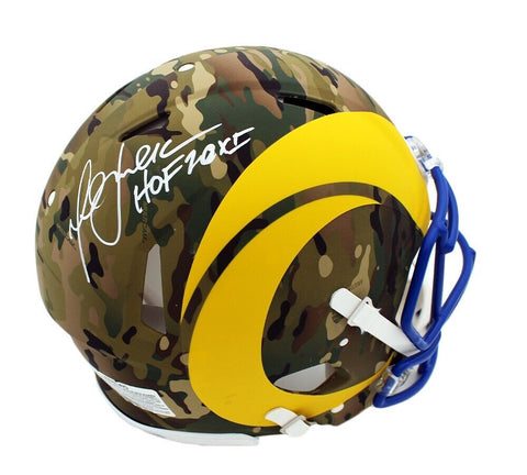 Marshall Faulk Signed Los Angeles Rams Speed Authentic Camo Helmet W- HOF 20XI