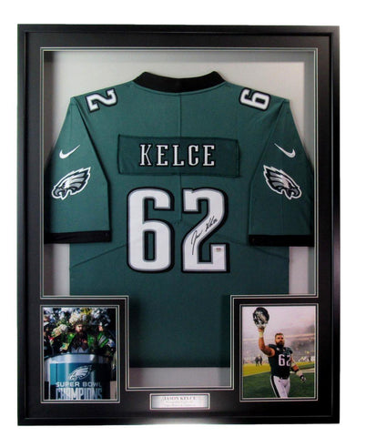 Jason Kelce Signed/Auto Green Philadelphia Eagles Jersey Framed PSA/DNA 189798