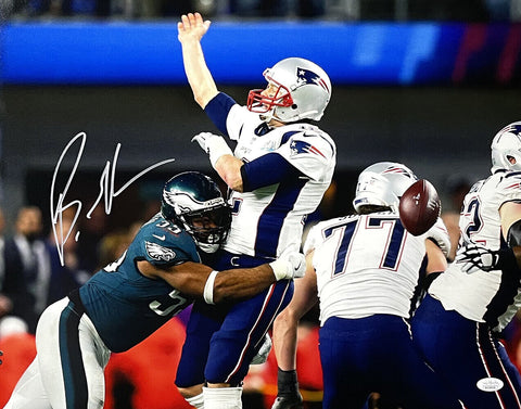 Brandon Graham Signed 16x20 Eagles SB 52 Sacking Brady Photo JSA ITP