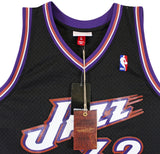 Jazz Karl Malone Signed 1998-99 Black Mitchell & Ness Swingman Jersey BAS Wit