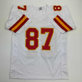 Autographed/Signed Travis Kelce Kansas City KC White Football Jersey JSA COA