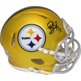 Troy Polamalu Autographed Pittsburgh Steelers Blaze Mini Helmet Beckett 27453