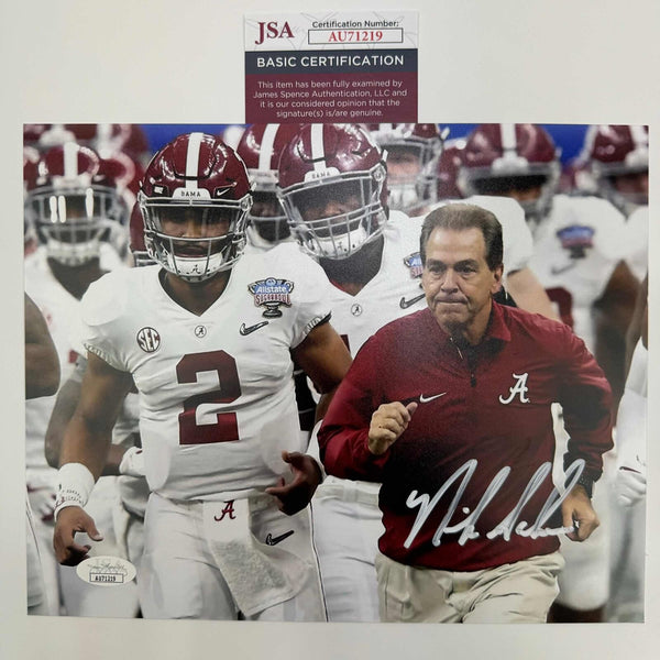 Autographed/Signed Nick Saban Alabama Crimson Tide 8x10 College Photo JSA COA #4