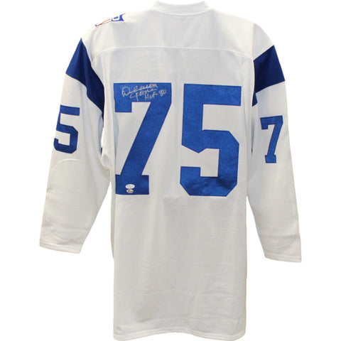 Deacon Jones Signed Rams Mitchell & Ness 52 White Jersey HOF JSA 48486