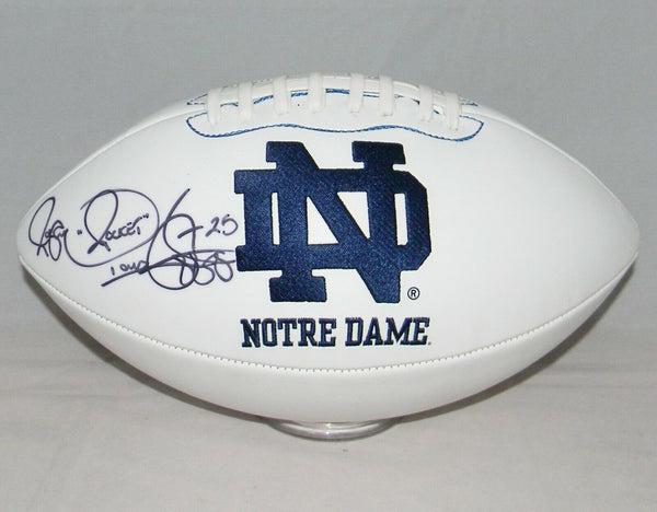 RAGHIB ROCKET ISMAIL AUTOGRAPHED SIGNED NOTRE DAME IRISH WHITE LOGO FOOTBALL