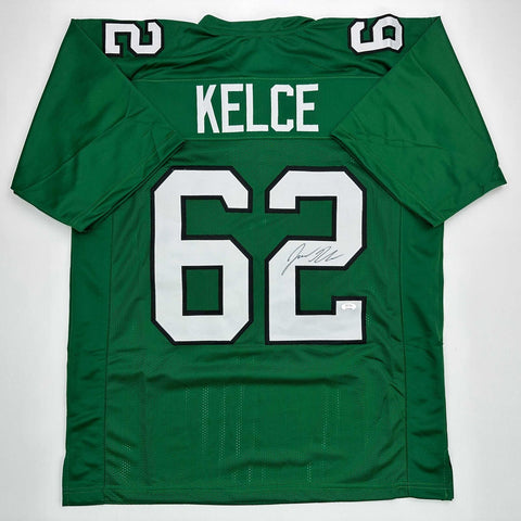 Autographed/Signed Jason Kelce Philadelphia Kelly Green Jersey PSA/DNA COA