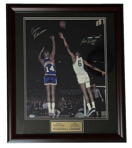 Oscar Robertson & Bill Russell Dual Auto Autographed 16x20 Framed Photo PSA/DNA