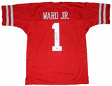 GREG WARD JR SIGNED AUTOGRAPHED HOUSTON COUGARS #1 RED JERSEY TRISTAR