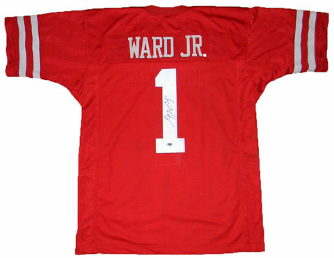 GREG WARD JR SIGNED AUTOGRAPHED HOUSTON COUGARS #1 RED JERSEY TRISTAR