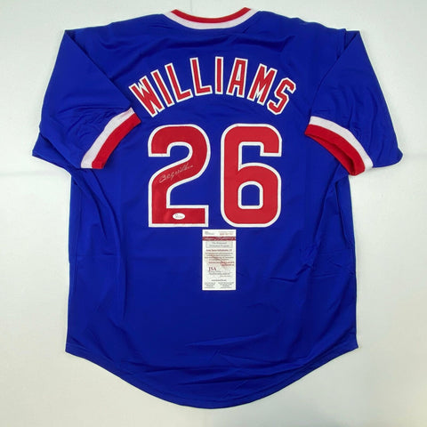 Autographed/Signed Billy Williams Chicago Blue Baseball Jersey JSA COA