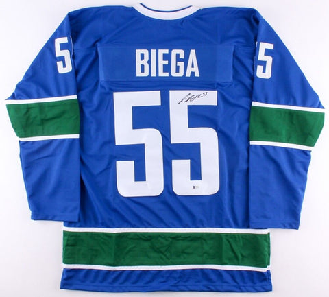 Alex Biega Signed Canucks Jersey (Beckett COA) Playing career 2010-present