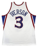 76ers Allen Iverson Authentic Signed White M&N HWC Authentic Jersey BAS Witness