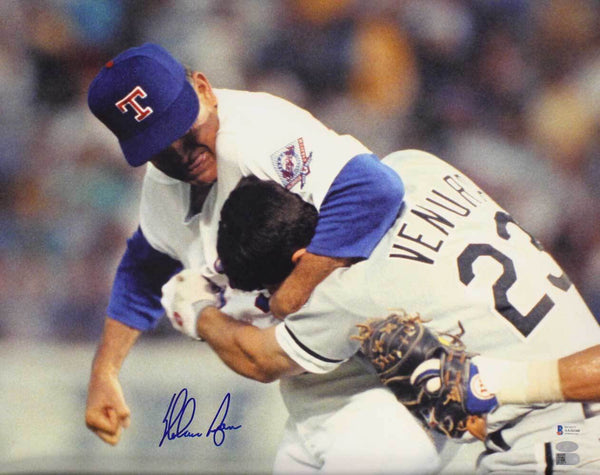 Nolan Ryan Autographed/Signed Texas Rangers 16x20 Photo Beckett 31260