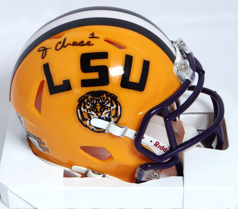 Ja'Marr Chase Autographed LSU Speed Mini Helmet-Beckett W Holo *Black