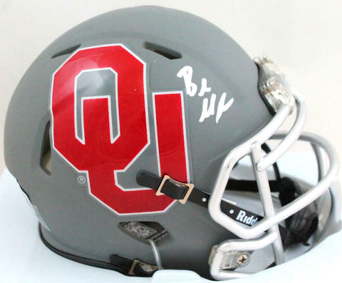 Baker Mayfield Autographed OK Sooners Amp Speed Mini Helmet- Beckett W *White