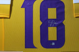 JUSTIN JEFFERSON (Vikings rush TOWER) Signed Autographed Framed Jersey Beckett