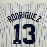 Autographed/Signed Alex Rodriguez New York Pinstripe Baseball Jersey JSA COA