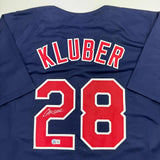 Autographed/Signed Corey Kluber Cleveland Blue Baseball Jersey Beckett BAS COA