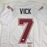 Autographed/Signed MICHAEL MIKE VICK Virginia Tech White College Jersey JSA COA