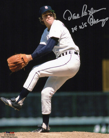 Dave Rozema Signed Tigers Pitching Action 8x10 Photo w/84 WS Champs - (SS COA)