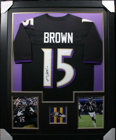 MARQUISE BROWN (Ravens black TOWER) Signed Autographed Framed Jersey JSA