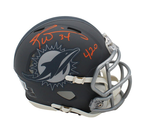 Ricky Williams Signed Miami Dolphins Speed Slate NFL Mini Helmet w/ "420" Inscr.