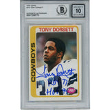 Tony Dorsett Autographed 78 Topps ROY HOF Grade 10 Trading Card Beckett 45935