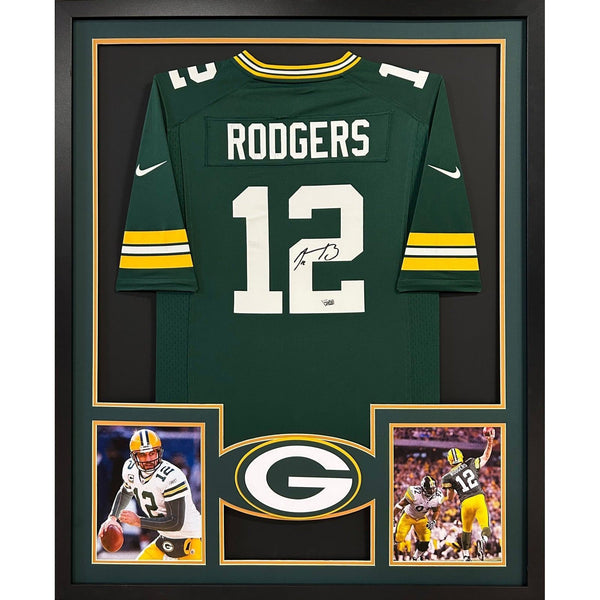 Aaron Rodgers Autographed Signed Framed Green Bay Packers GB1 Jersey FANATICS