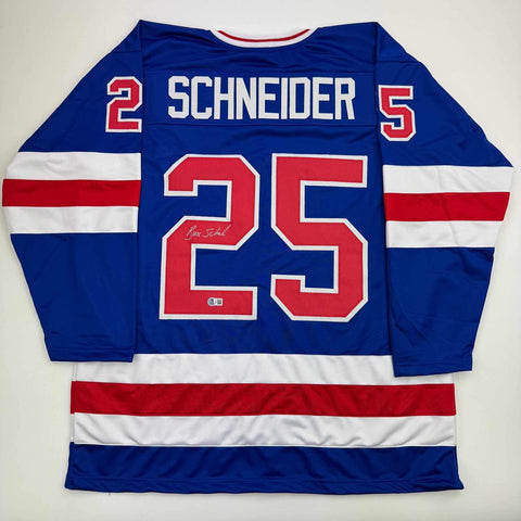 Autographed/Signed Buzz Schneider Blue USA Miracle On Ice 1980 Jersey BAS COA