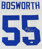 Brian Bosworth Autographed White Pro Style Jersey- Beckett Auth *R5M