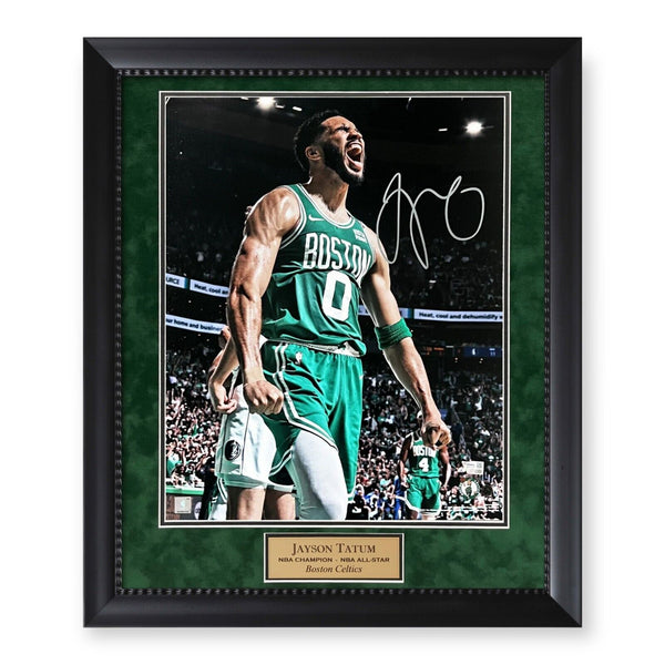 Jayson Tatum Celtics Signed Autographed NBA Finals 16x20 Photo Framed To 23x27